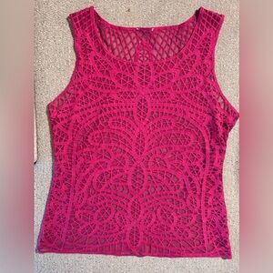 Laundry by Shelli Segal Bright Pink All Over Lace Tank